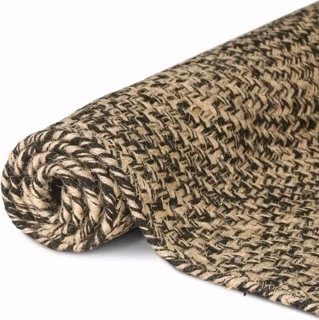Tappeto quadrato in juta lavabile DESIGN IN, multicolore naturale e nero, 200 x 200 cm