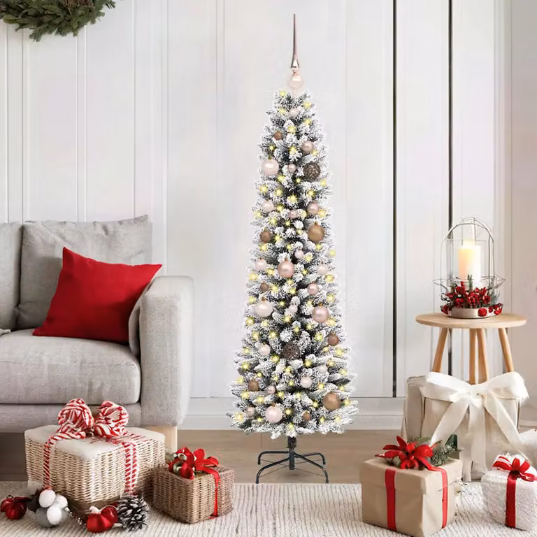 Albero di Natale artificiale vidaXL bianco con luci LED bianco caldo e alimentazione USB, Altezza: 150 cm