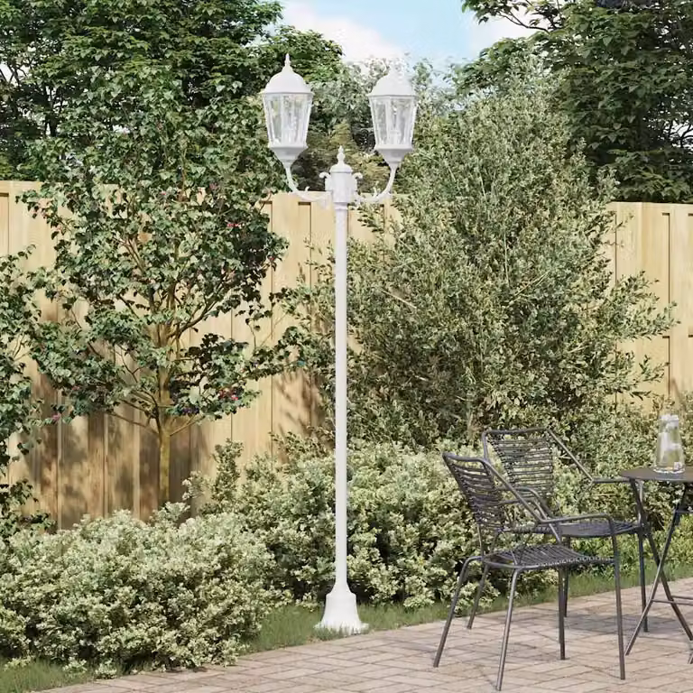 Luce da giardino vidaXL bianca in alluminio e vetro, H x L x P: 235 x 68 x 20 cm