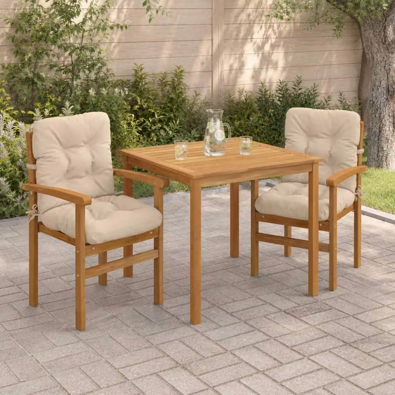 Set di 2 cuscini per sedia alta vidaXL VIANEN in poliestere, colore beige, con fodera rimovibile e resistente ai raggi UV
