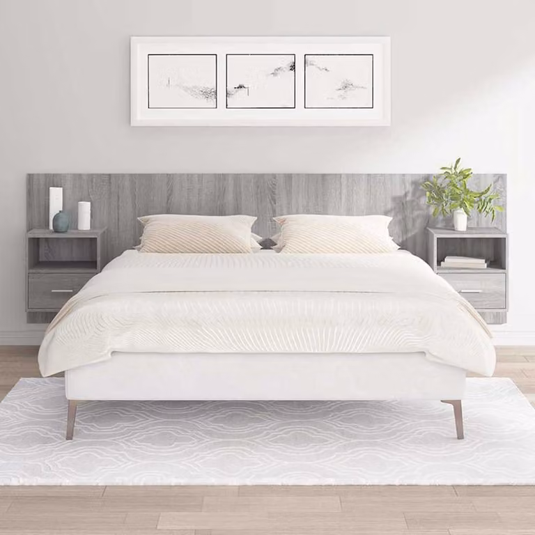 Testiera Letto con Comodini Integrati vidaXL in Legno Multistrato Grigio