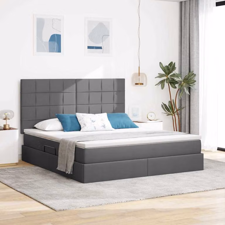 Letto con contenitore e materasso vidaXL Grigio scuro L: 180 cm, P: 200 cm, H: 128 cm