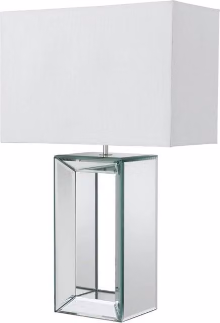 Lampada da scrivania Searchlight in vetro e tessuto bianco e trasparente con attacco E27