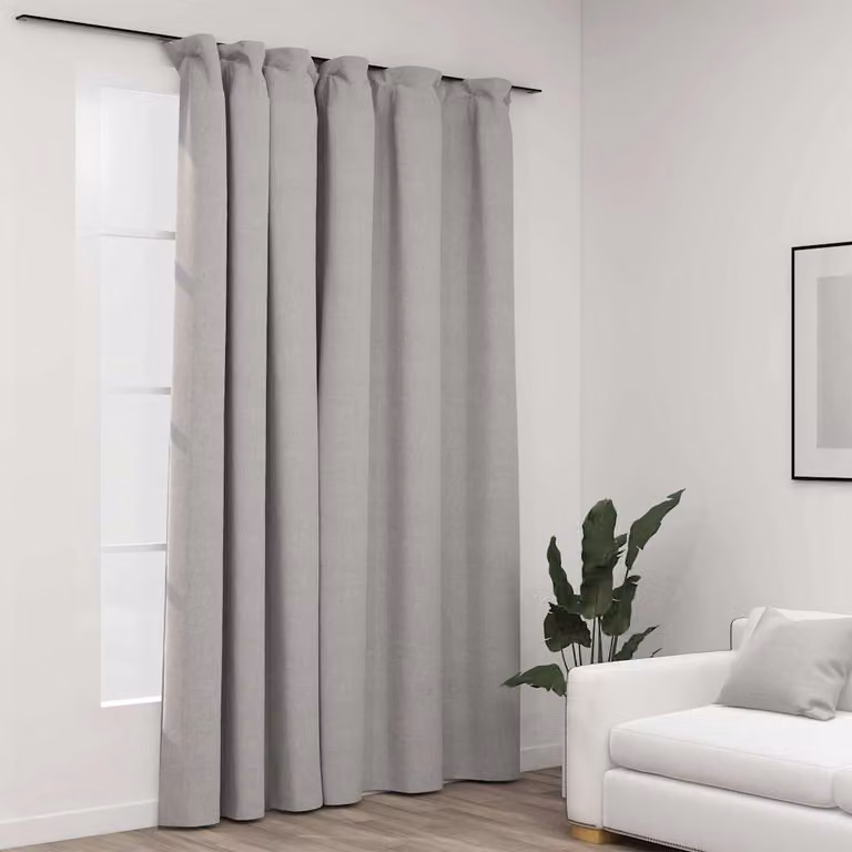 Tenda Oscurante con Effetto Lino vidaXL, Grigia, L: 290 cm, H: 245 cm