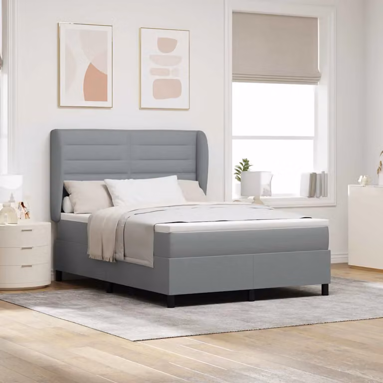 Letto a molle con materasso vidaXL in tessuto Grigio chiaro L/P/H: 200 x 140 x 143 cm