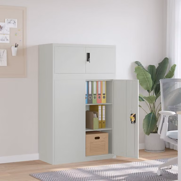 Armadio Classificatore vidaXL in Acciaio Grigio con Ripiani Regolabili e Serratura L/P/H: 90 x 40 x 145 cm