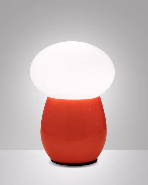 Lampada da tavolo Freddy Fabas in vetro soffiato rosso con attacco E27 40W