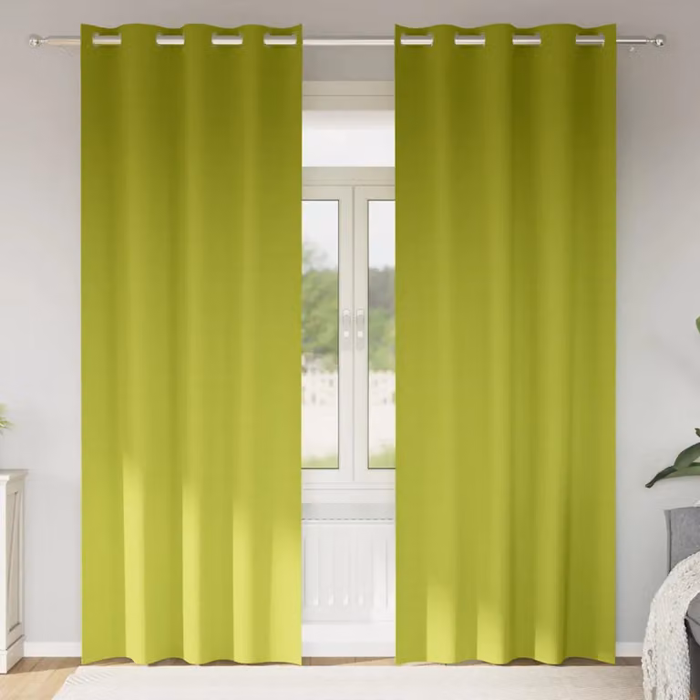 Set di 2 tende blackout vidaXL con anelli in poliestere, colore verde, H: 245 cm x L: 140 cm
