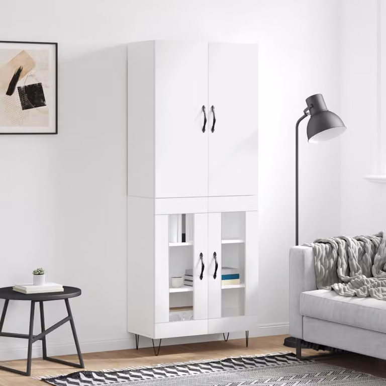Credenza bianca vidaXL in stile minimalista con ante a battente e ripiani interni L/P/H: 69,5 x 34 x 180 cm