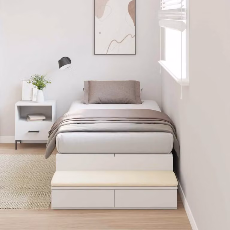 vidaXL Letto moderno con contenitore e cassetti in legno e MDF Bianco 100x200 cm