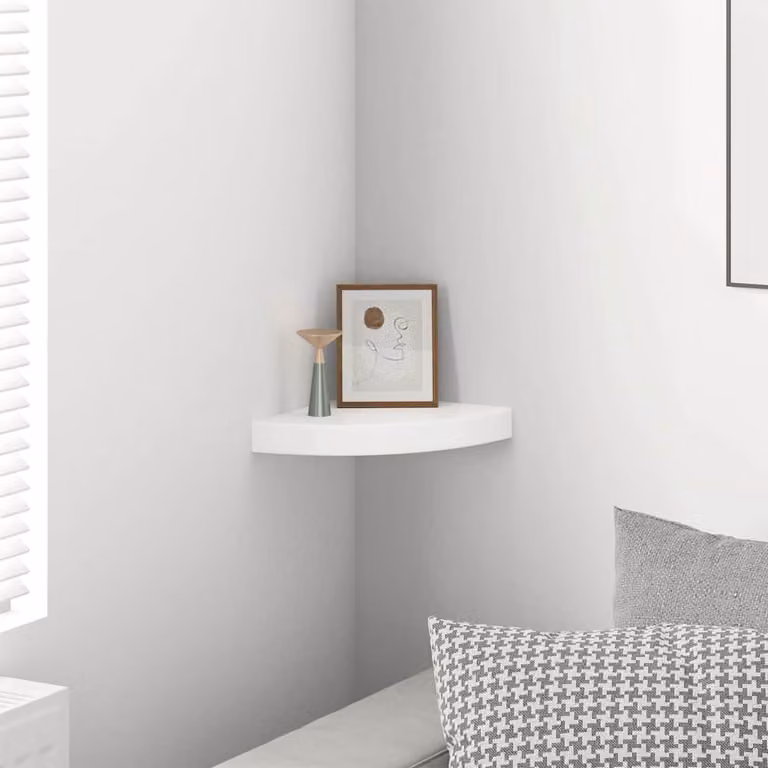 vidaXL Mensola angolare sospesa bianco lucido in MDF L/P/H: 25 x 25 x 3,8 cm