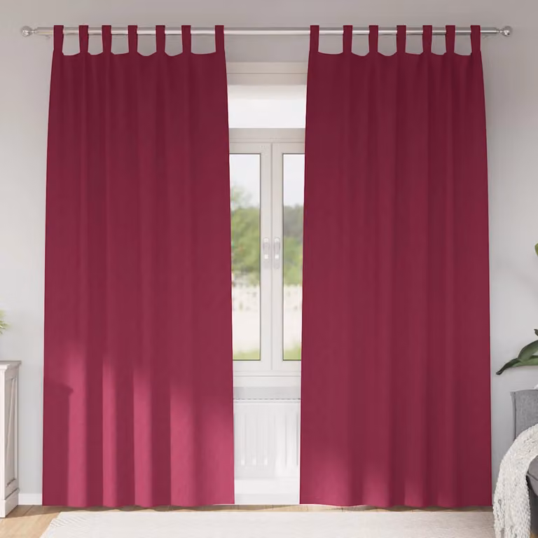 Set di 2 tende blackout vidaXL con anelli in poliestere, colore rosso, H: 245 cm x L: 140 cm