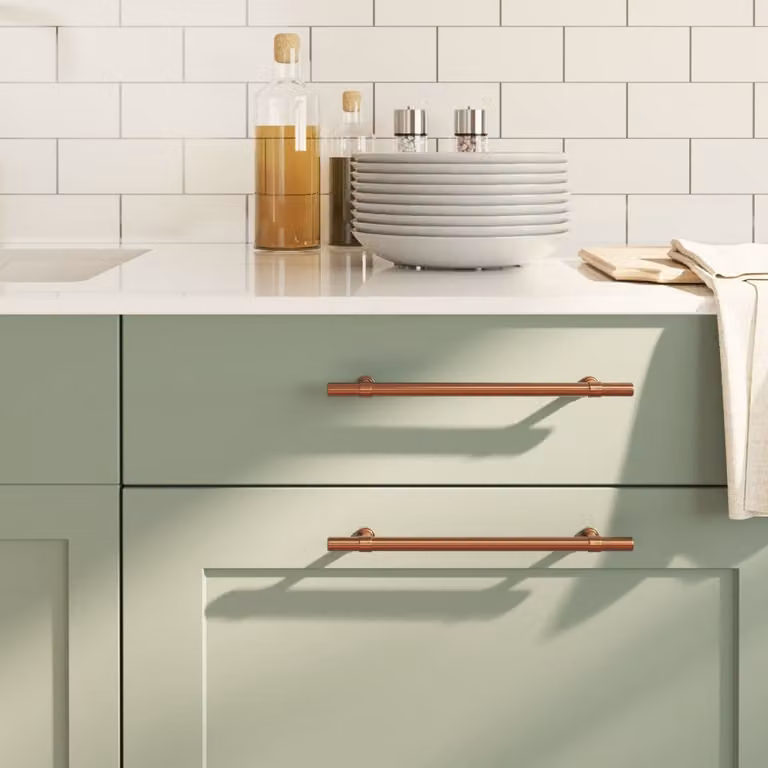 Set di 10 maniglie per mobili vidaXL in acciaio inox color bronzo con barra da 192 mm