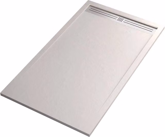 Piatto doccia rettangolare Olimpo Docce in marmoresina bianco effetto pietra cemento, L: 110 cm, P: 80 cm