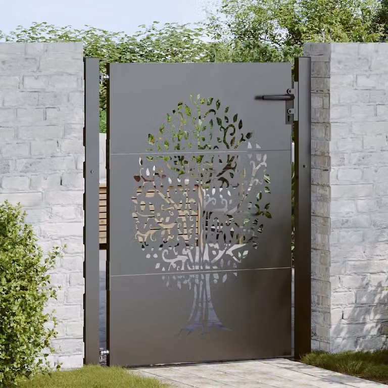 Cancello singolo da giardino vidaXL in acciaio nero L: 110 cm, H: 130 cm