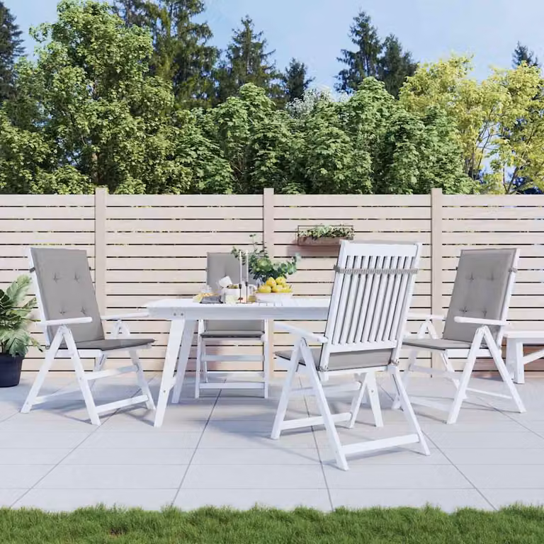 Set di 4 cuscini per sedie vidaXL in tessuto grigio, impermeabili e resistenti ai raggi UV, L 120 cm x P 50 cm x H 3 cm