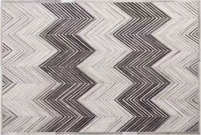 Tappeto Patchwork in Pelle Bovina BELIANI Grigio L: 160 cm, P: 230 cm