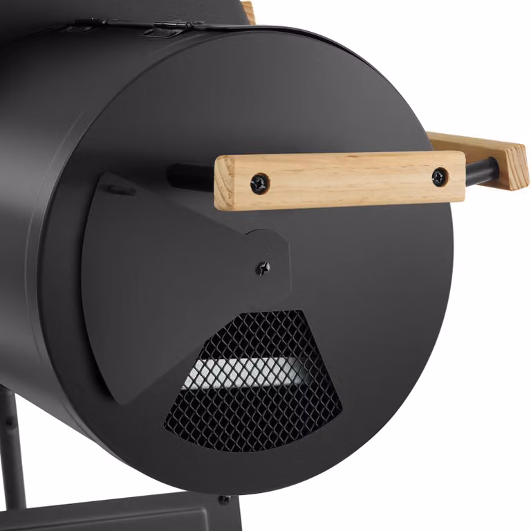 Barbecue a carbonella tectake 2 in 1 con affumicatore, termometro e ruote, nero