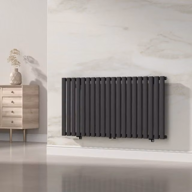 Termosifone a pannello singolo con elementi tubolari in acciaio nero neu.haus L: 120 cm, H: 60 cm