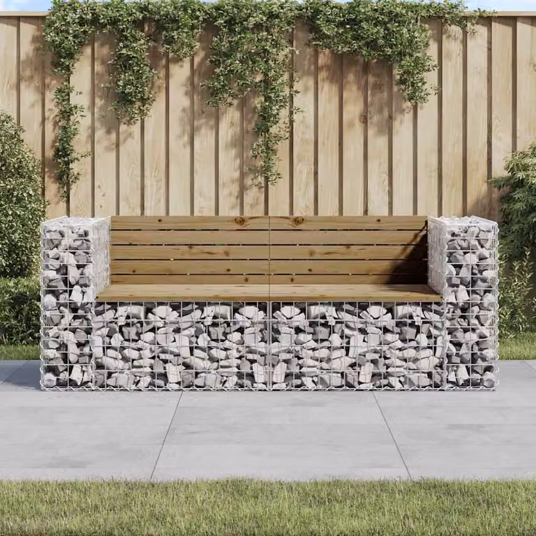 Panca da Giardino Design Gabbione vidaXL in Pino Impregnato, L: 184 cm, P: 71 cm, H: 65,5 cm