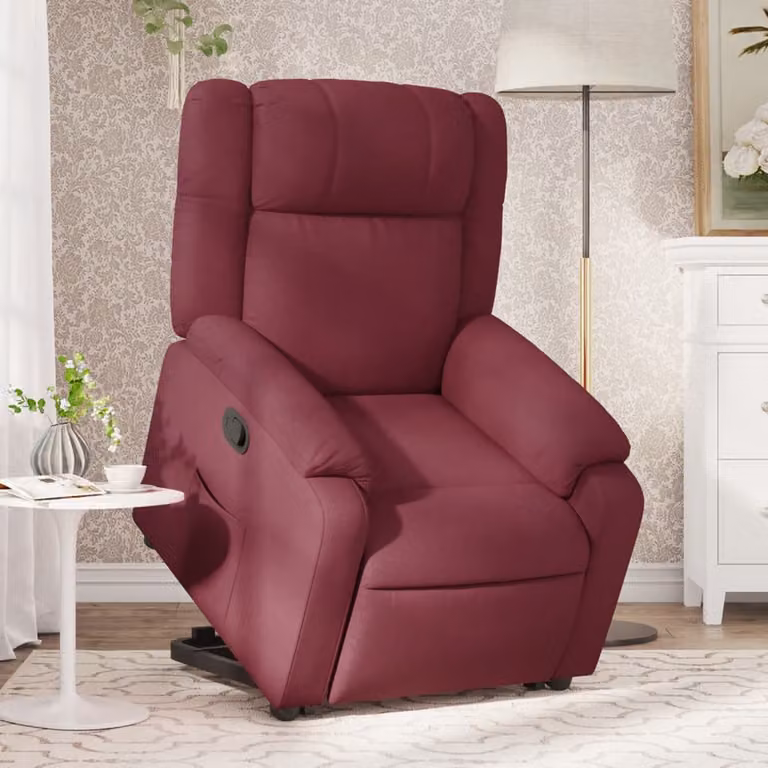 vidaXL Poltrona Alzapersona Reclinabile con Assistenza Elettrica in Tessuto Rosso
