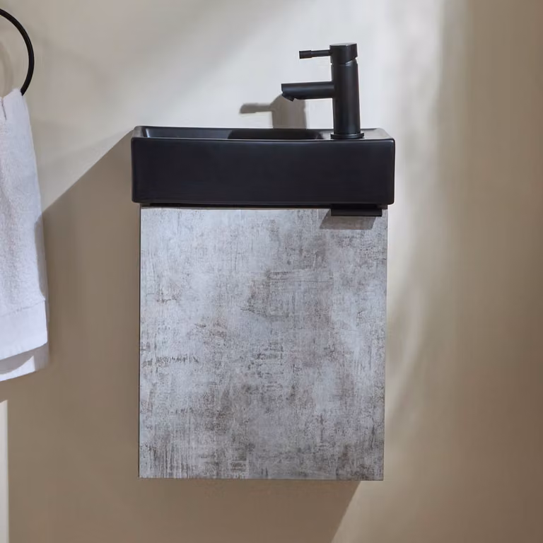 Mobile Bagno Sospeso HudsonReed Moderno Grigio e Nero con Ante Soft Close