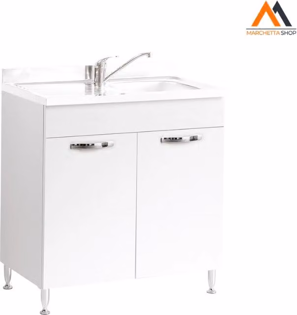 Mobile sottolavello per cucine componibili Iperbriko bianco lucido L: 80 cm, P: 50 cm, H: 8 cm