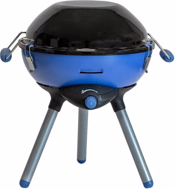 Campingaz Party Grill 400 Caravan Grill da 2000 W a gas propano-butano con coperchio rimovibile, colore Nero Blu Acciaio satinato