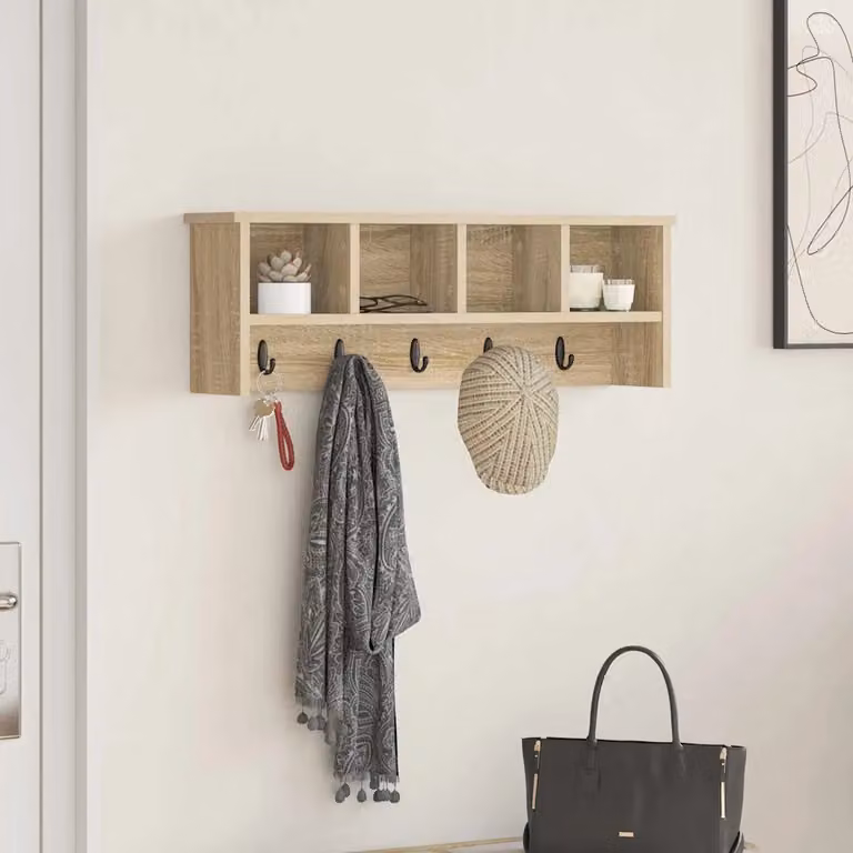 vidaXL Appendiabiti a muro moderno in MDF Rovere Sonoma, L 75 x P 26 x H 16 cm