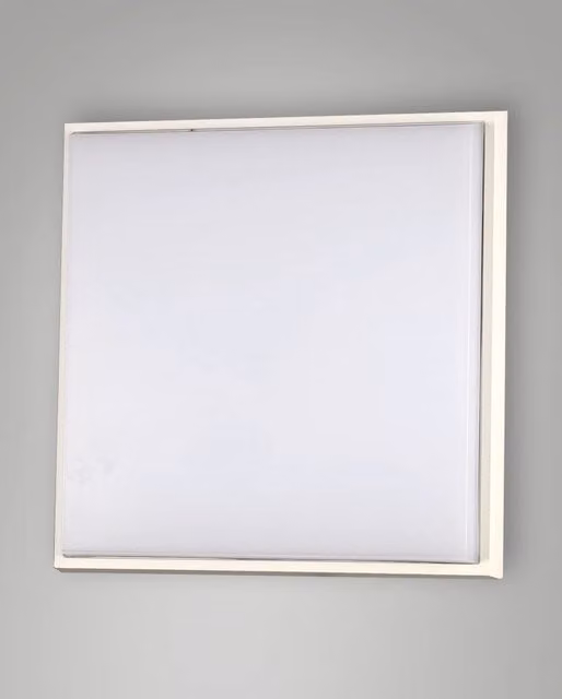 Desdy Plafoniera LED Quadrata 30W 3000K IP54 in Metallo e Policarbonato Bianco per Interni ed Esterni