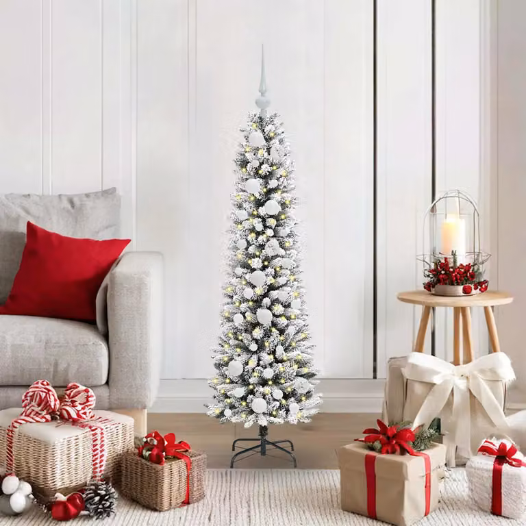 Albero di Natale artificiale vidaXL bianco e verde con luci LED bianco caldo, Altezza: 120 cm