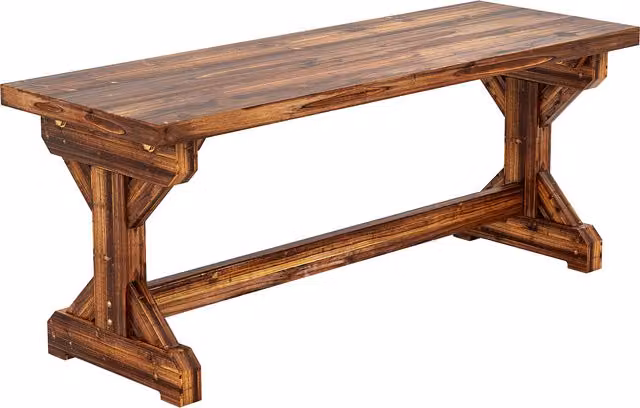 Panca da giardino Outsunny a 2 posti in legno di abete in stile rustico, colore marrone, L 114 x P 40 x H 46 cm