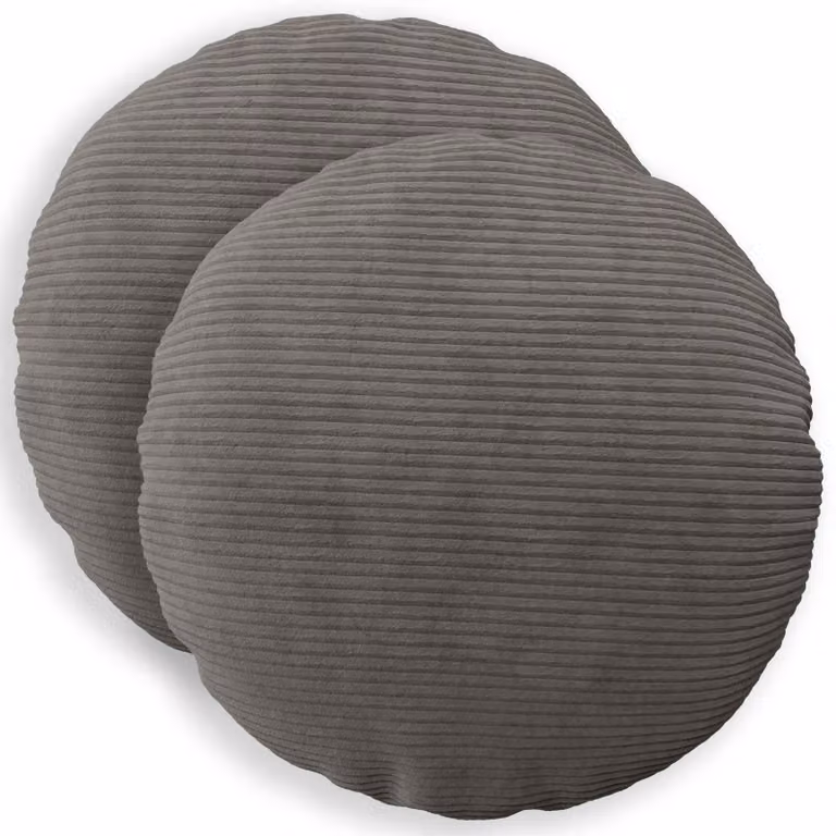 Set di 2 federe rotonde vidaXL HEERLEN in velluto a coste grigio scuro, Ø 60 cm