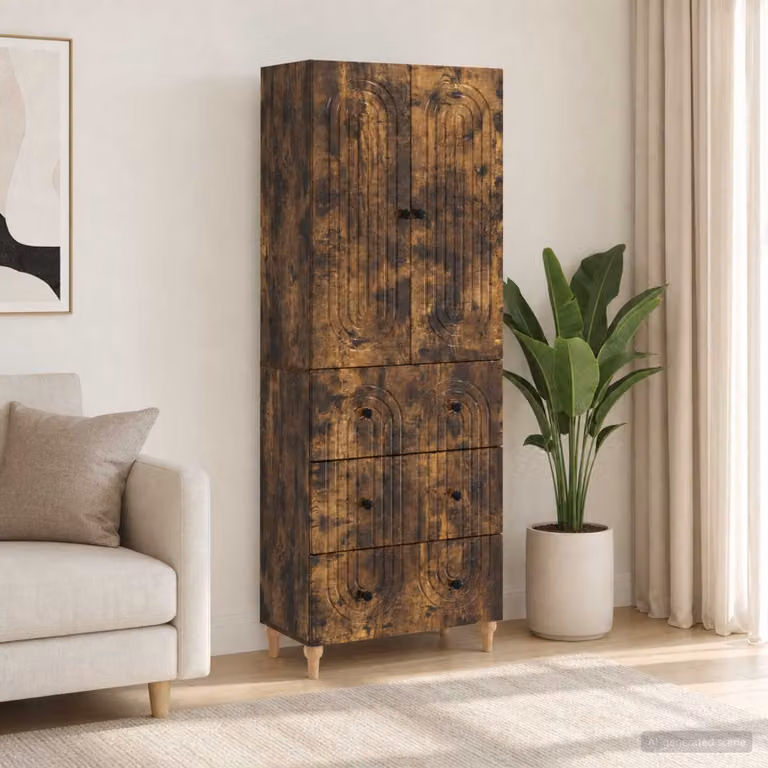 Set di 2 armadi a muro vidaXL in legno e MDF marrone con ante a battente e cassetti interni per soggiorno o ufficio L/P/H: 90,0 x 34,5 x 66,0 cm