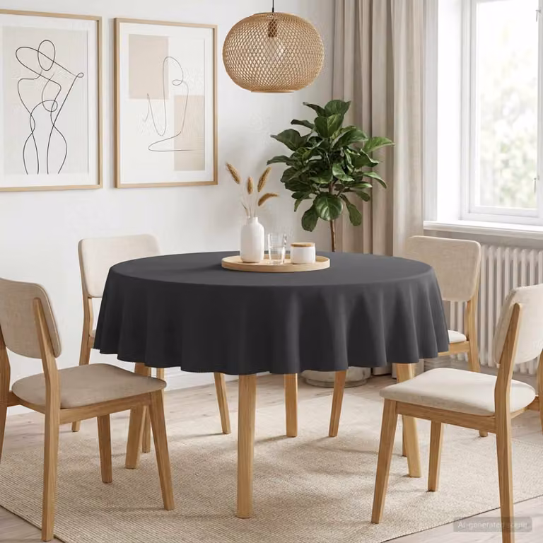 Tovaglia Rotonda vidaXL Grigio Scuro in Poliestere, Idrorepellente e Lavabile in Lavatrice, Ø 180 cm