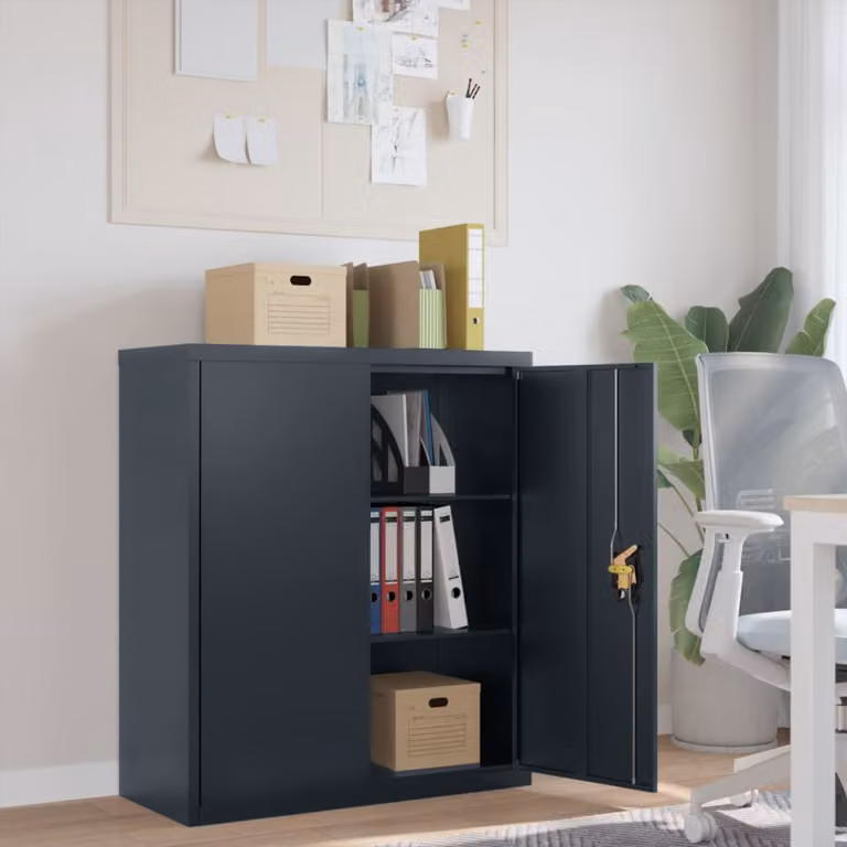 Armadio Classificatore vidaXL in Metallo Antracite con Ante a Battente e Serratura L 90 x P 40 x H 105 cm