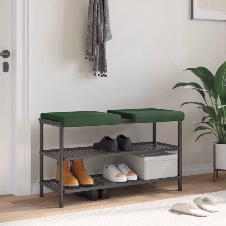 Set di 2 cuscini per panchina vidaXL in velluto a coste verde, antiscivolo, Profondità: 35 cm