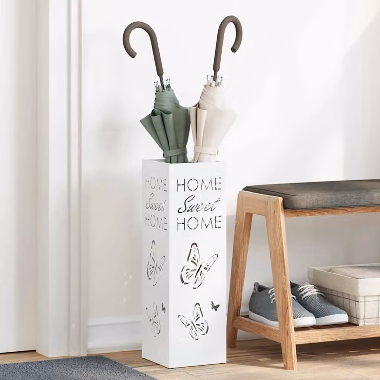 Stand per ombrelli da pioggia vidaXL in metallo bianco L/P/H: 15,5 x 15,5 x 49 cm