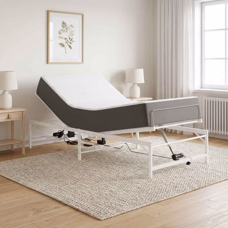vidaXL Telaio Letto Elettrico Regolabile in Metallo Bianco L: 90 cm, P: 190 cm