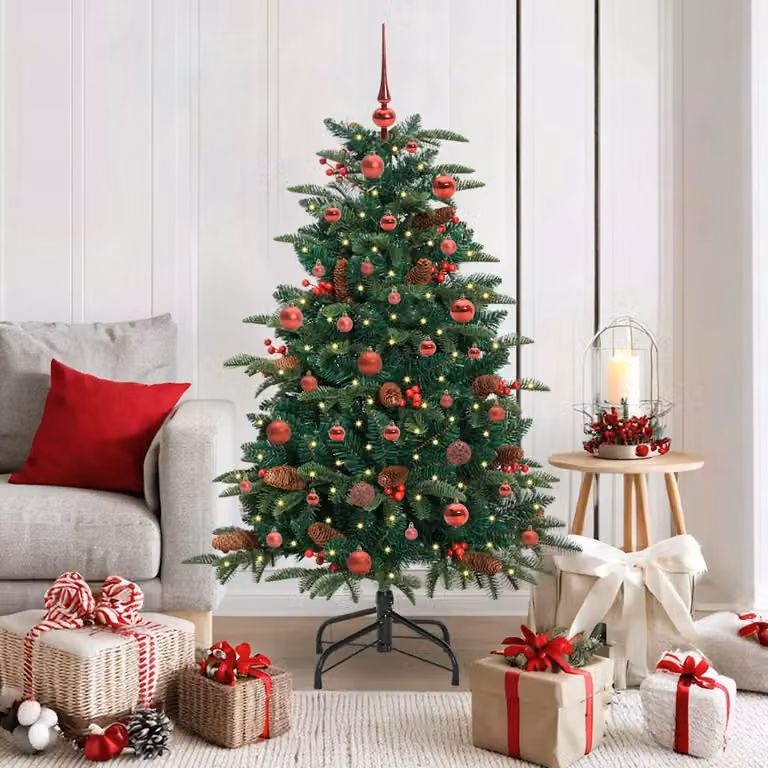 Albero di Natale artificiale verde vidaXL con 150 LED luce bianca calda, Altezza: 150 cm