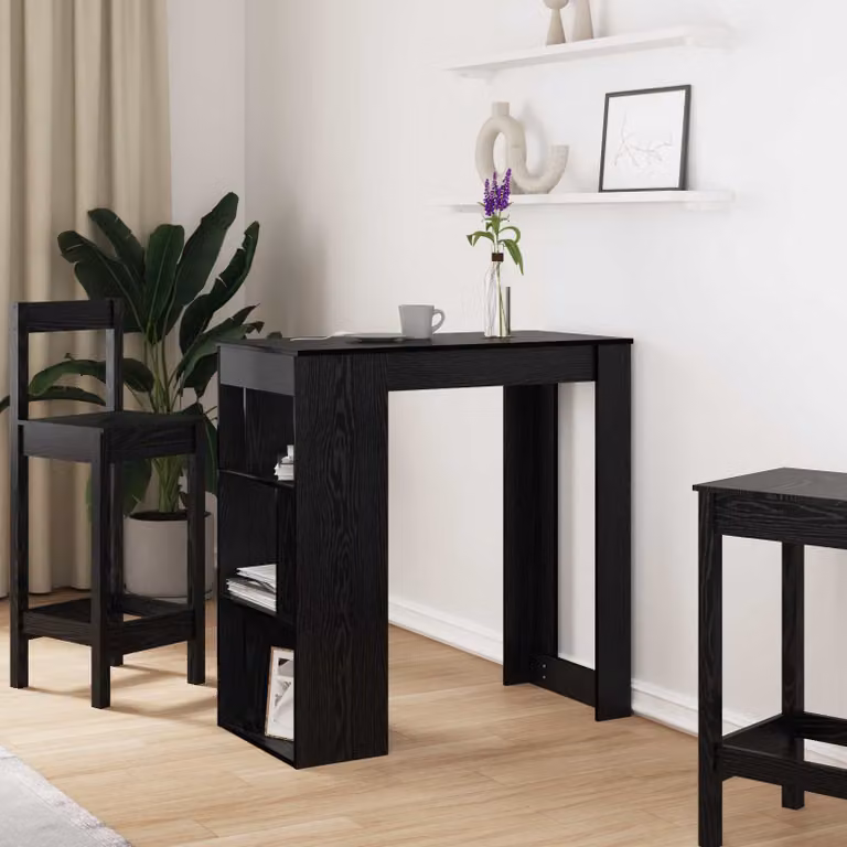 vidaXL Tavolo da bar moderno in legno nero L: 102 cm, P: 50 cm, H: 103,5 cm