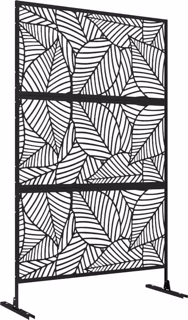 Paravento Biombo Minimal in acciaio nero L: 122 cm, H: 198 cm
