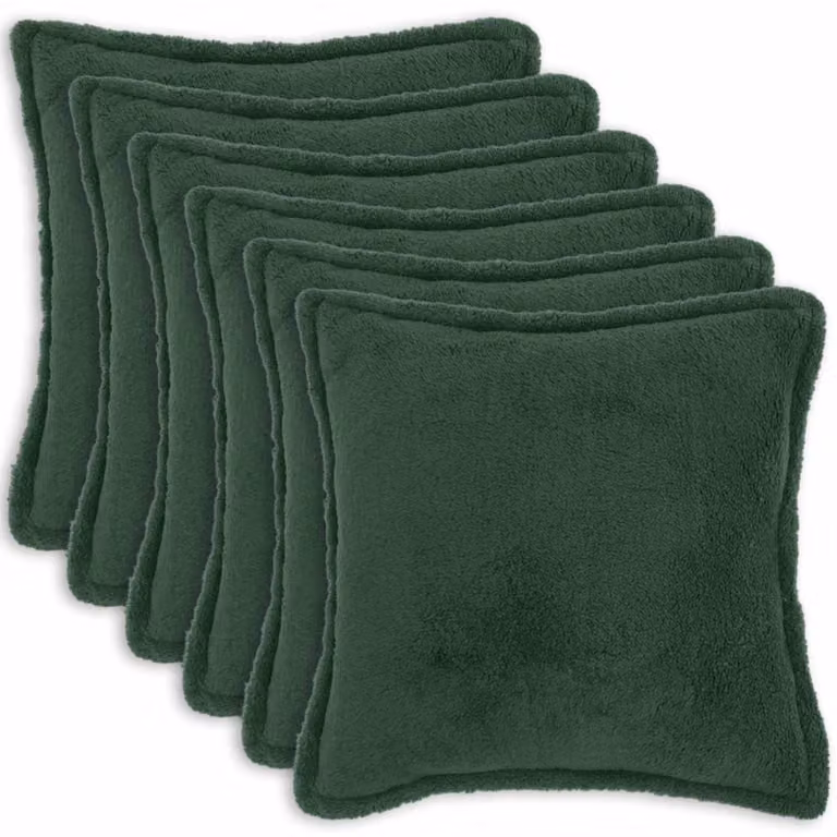 Set di 6 federe vidaXL HOUTEN in tessuto bouclé verde scuro, L 70 x P 70 cm