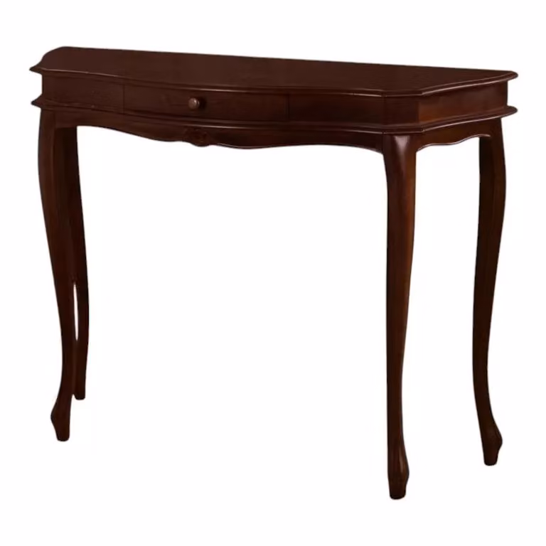 Consolle in legno stile arte povera con 1 cassetto, color noce scuro, L: 101 cm, P: 36 cm, H: 77 cm - Mobili 2G