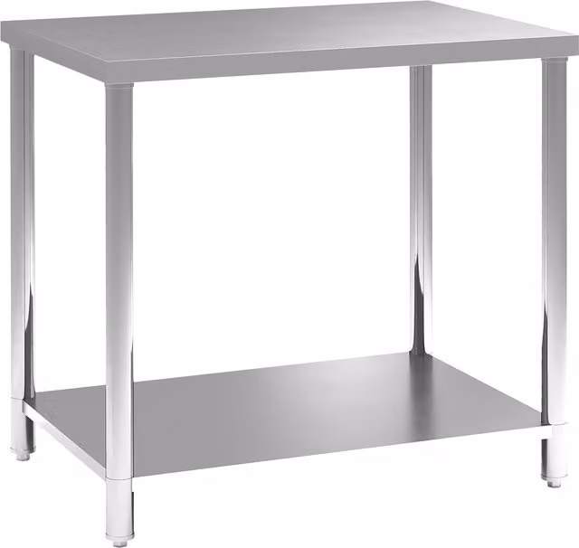 HOMCOM Banco da Lavoro per Garage in Acciaio Inossidabile con 2 Mensole, Argento, L 90 x P 60 x H 86 cm