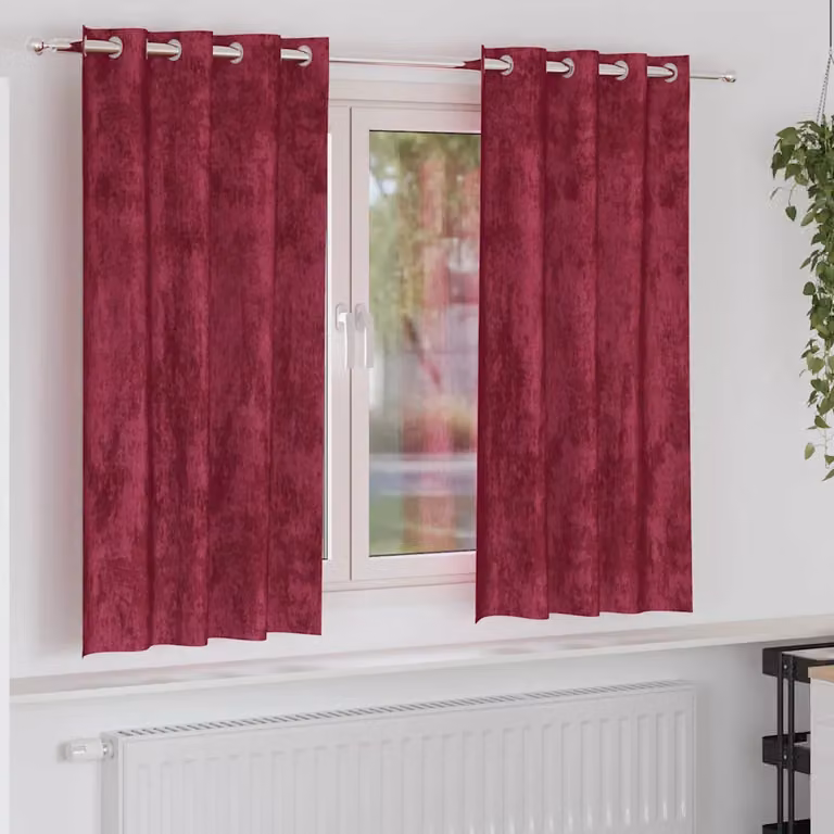 Set di 2 tende vidaXL in velluto rosso con oscuramento e isolamento termico, L: 140 cm, H: 175 cm