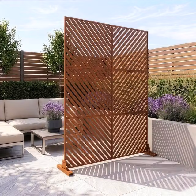 Pannello Divisorio Kekan casa.pro con Struttura Decorativa in Acciaio Corten, Marrone, H: 180 cm, L: 120 cm, P: 40 cm