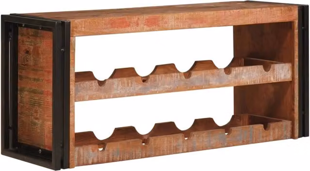 Portabottiglie da parete vidaXL in stile industriale in legno e metallo marrone L: 100 cm, P: 45 cm, H: 33 cm