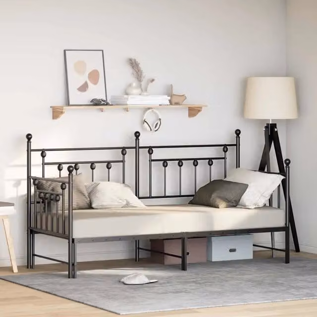 Struttura per letto di giorno in acciaio nero con giroletto L 75 x P 190 cm