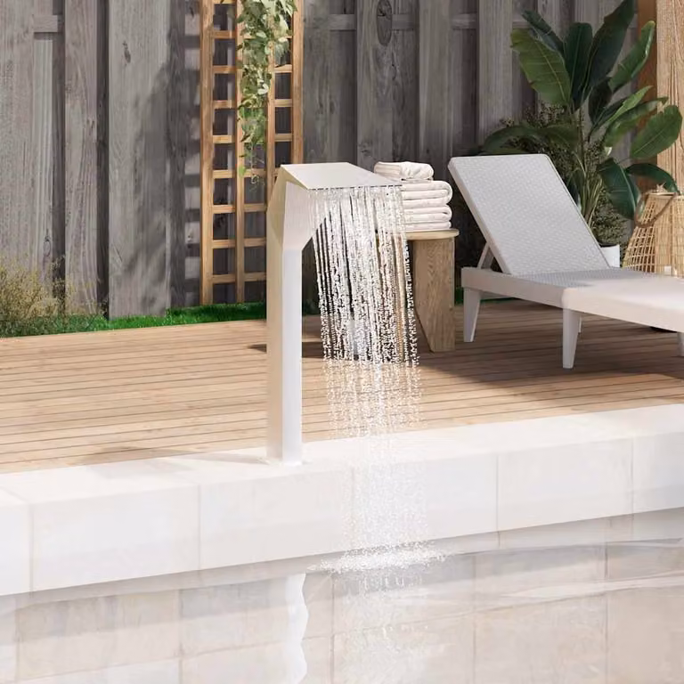 vidaXL Fontana per Piscina Rettangolare in Acciaio Inossidabile e PVC, Argento, L: 50 cm, P: 30 cm, H: 90 cm